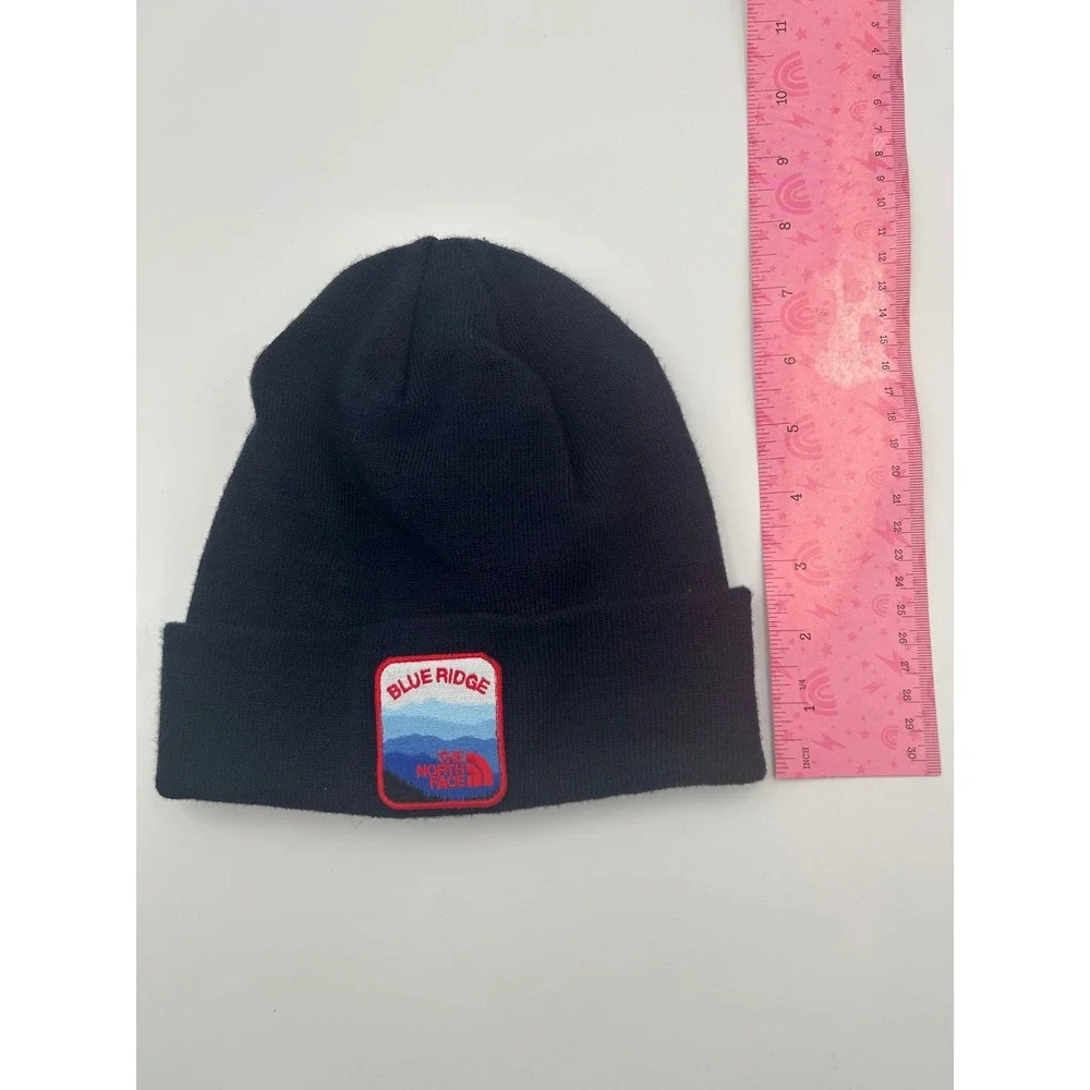 The North Face Blue Ridge Mountain Patch Navy Blue Cuffed Knit Beanie Hat